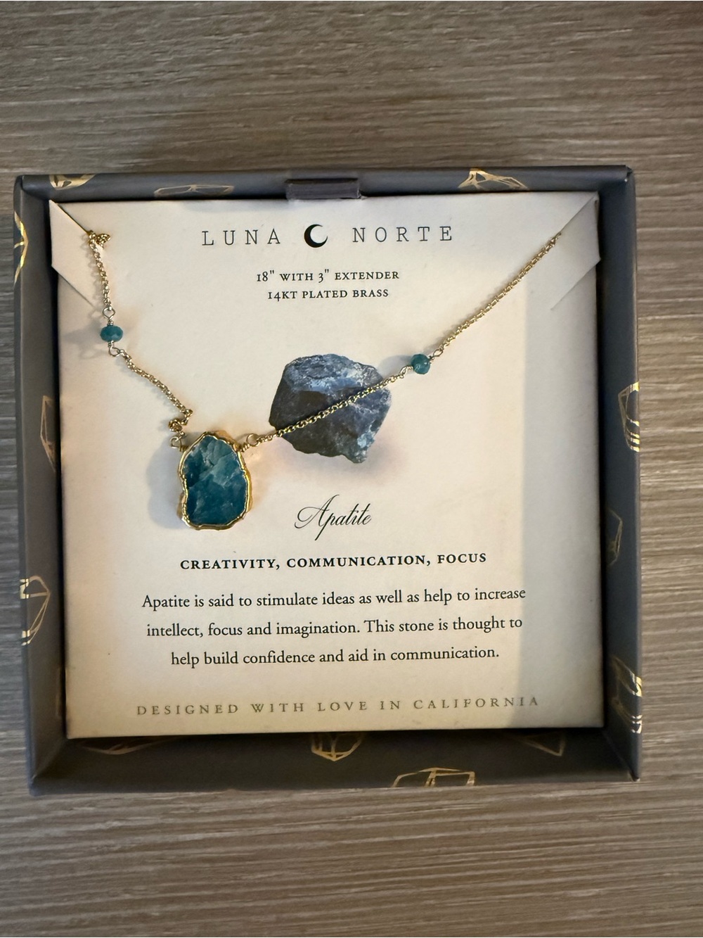 Luna Norte Gold-Plated Apatite Pendant Necklace - Teal